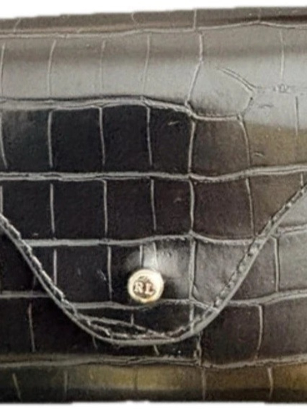 Ralph Lauren Crocodile-Embossed Black Clutch